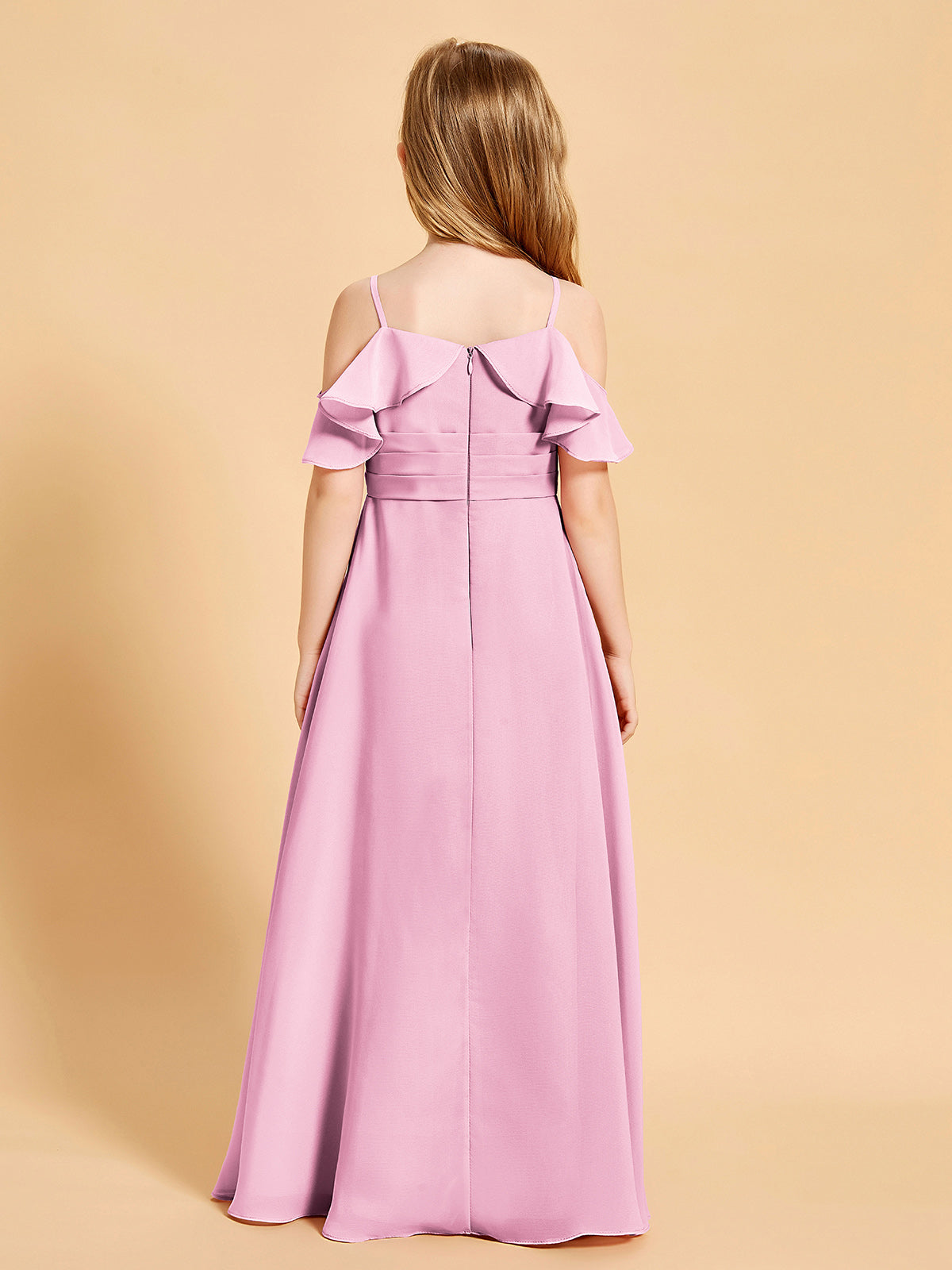 Off-the-Shoulder Bridesmaid Gown for Juniors Candy Pink